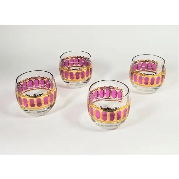 Mid 20th Century Culver 22k Gold Glassware Barware Midcentury Set of 4 For Sale In New York - Image 6 of 13