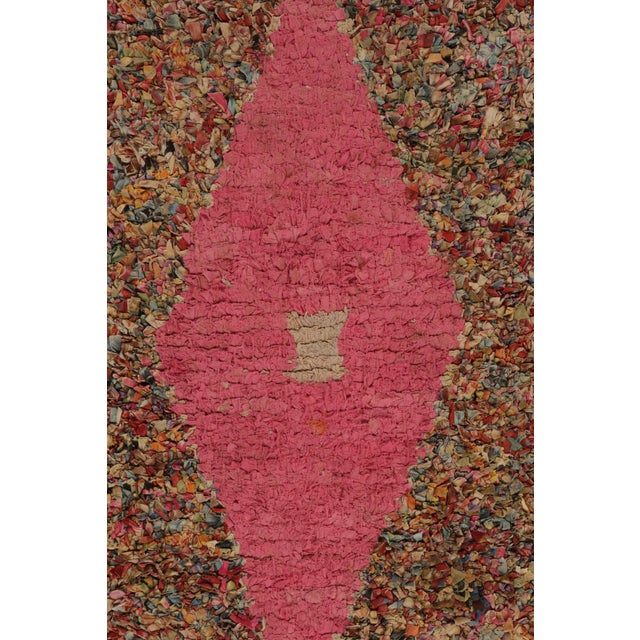 Pink Vintage Mid-Century Moroccan Berber Runner With Pink Lozenges For Sale - Image 8 of 9