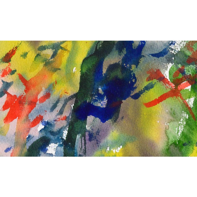 Vintage Yellow & Green Abstract Watercolor by Les Anderson For Sale - Image 4 of 5