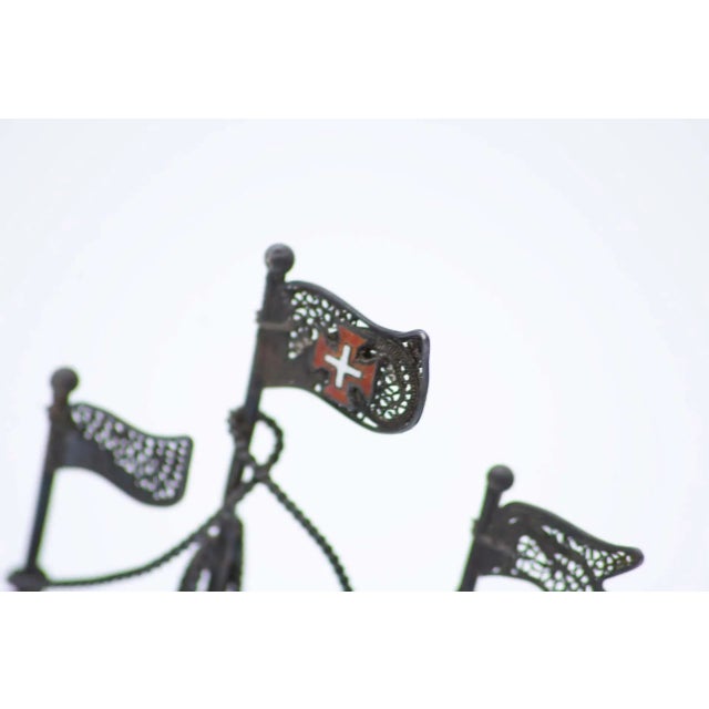 Silver Filigree Caravel with Wooden Base For Sale - Image 4 of 8