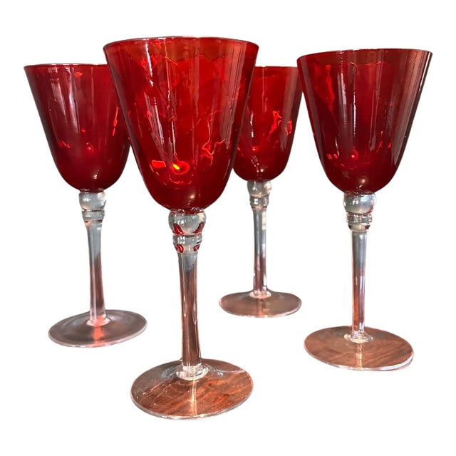 Circa 1980 Rosenthal Studio-Line Ruby Wine or Champagne Glasses- Set of 4 For Sale