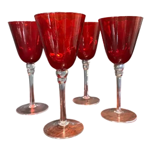Circa 1980 Rosenthal Studio-Line Ruby Wine or Champagne Glasses- Set of 4
