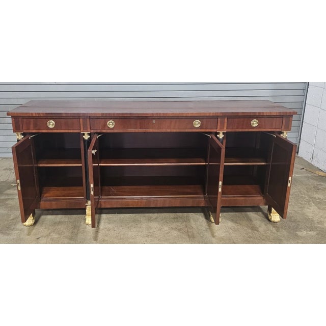 Kindel National Trust Empire Flame Mahogany Sideboard Gilt Paw Feet Faux Marble For Sale - Image 9 of 12