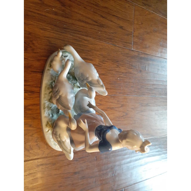 1950s Gerold Porzellan Bavaria West Germany Girl With Ducks Figurine For Sale - Image 4 of 8