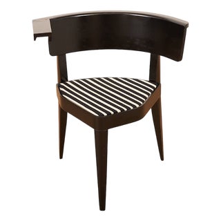 Three-Legged Armchair B1 with Black Lacquered Wood Frame and Upholstered Seat Covered in Fabric by Stefan Wewerka for Tecta, 1978. For Sale