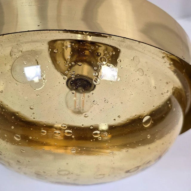 Pair of Mid Century Modern Glass Pendant Lights 1970s For Sale - Image 11 of 14
