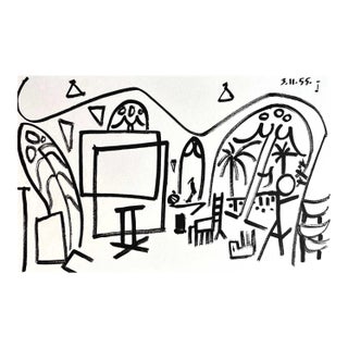1960s Picasso Sketchbook Carnet De La Californie Lithograph 1 Dated 3-11-55 For Sale