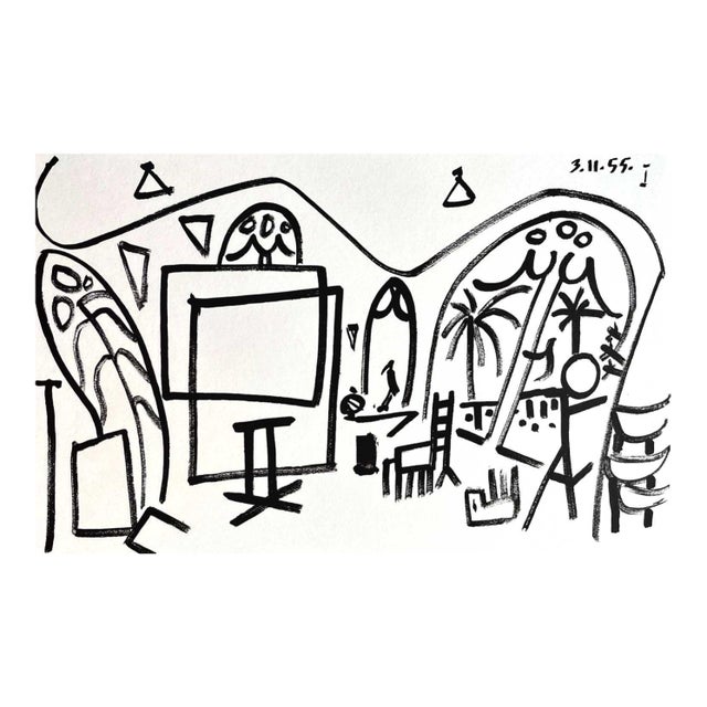 1960s Picasso Sketchbook Carnet De La Californie Lithograph 1 Dated 3-11-55 For Sale