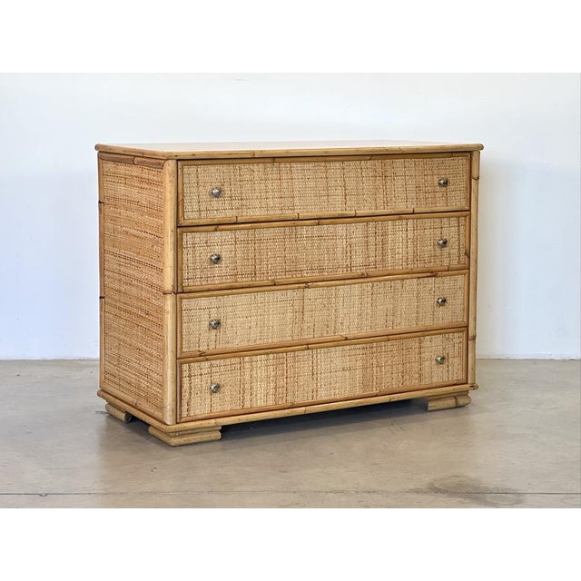 Wicker and Bamboo Chest of Drawers, 1970s For Sale - Image 9 of 9
