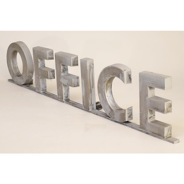 Large 1930s Art Deco Solid Aluminum Channel Letters "Office" Film Studio Sign For Sale - Image 4 of 7