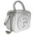 Contemporary Silver Metallic Sakai Be Green Calfskin Diagonal Stitched Blondie Top Hand For Sale - Image 3 of 9