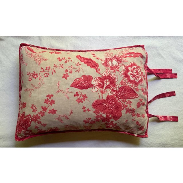 Vintage French Turkey Red Cotton Pillow Sham, Hand & Machine Stitched, Reversible Envelope Closure, Paris Flea Market Find For Sale - Image 4 of 11