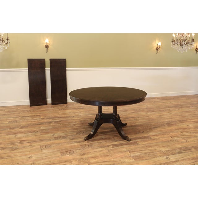 Wood Round-To-Oval Mahogany Dining Table, Expands From 54" to 90" With Two 18" Leaves, Seats 4-8 People For Sale - Image 7 of 12