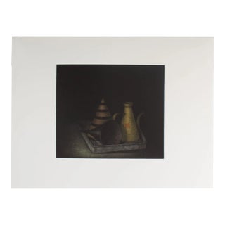Signed “Oil Vessel” Artist’s Proof Mezzotint Print by Tomoe Yokoi For Sale