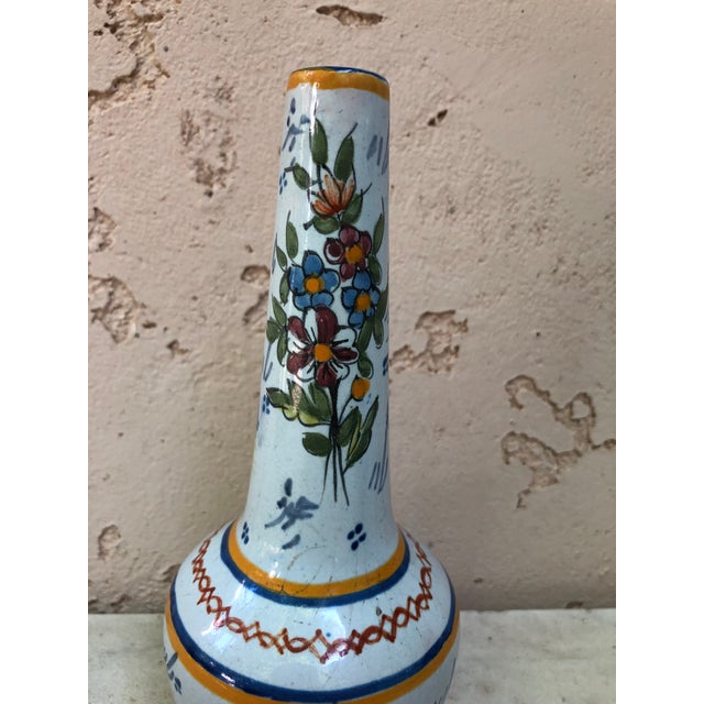 French Country C.1900 French Faience Vase Hb Quimper For Sale - Image 3 of 8