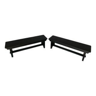 Broyhill Attic Hierlooms 58" Ebonized Benches - a Pair For Sale