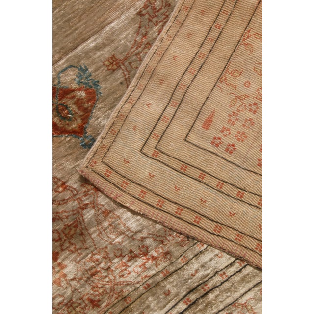 Textile 1910s Antique Tabriz Beige Brown and Blue Wool Persian Rug- 4′ × 5′9″ For Sale - Image 7 of 7
