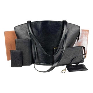 Late 20th Century Louis vuitton Black Epi St. Jacques Tote with Wallets and Pochette For Sale