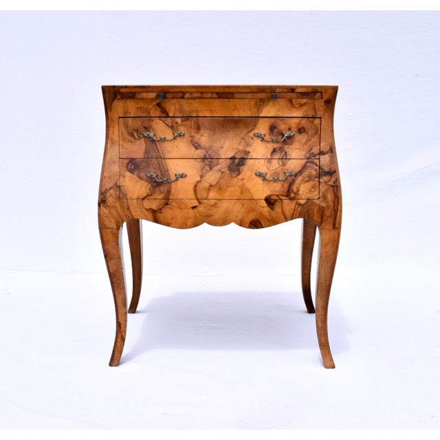 Italian Oyster Burl Two Drawer Small Chest / Side Table For Sale - Image 11 of 11