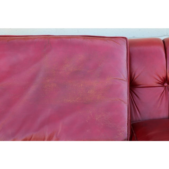 Monteverdi-Young Mid-Century Modern Tufted Ruby Red Leather Sofa, 1973 For Sale - Image 16 of 18