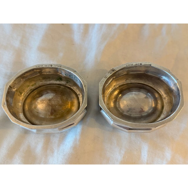 Early 19th Century Pair of Heavy Antique Moritz Elimeyer Dresden Silver Salt & Pepper Trenchers/Cellars For Sale - Image 6 of 7