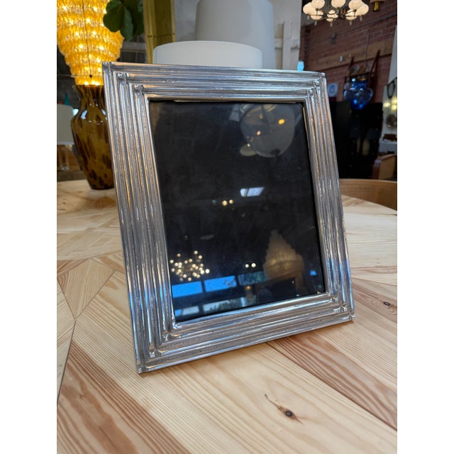 Metal Silver-Tone Stepped Picture Frame For Sale - Image 7 of 7