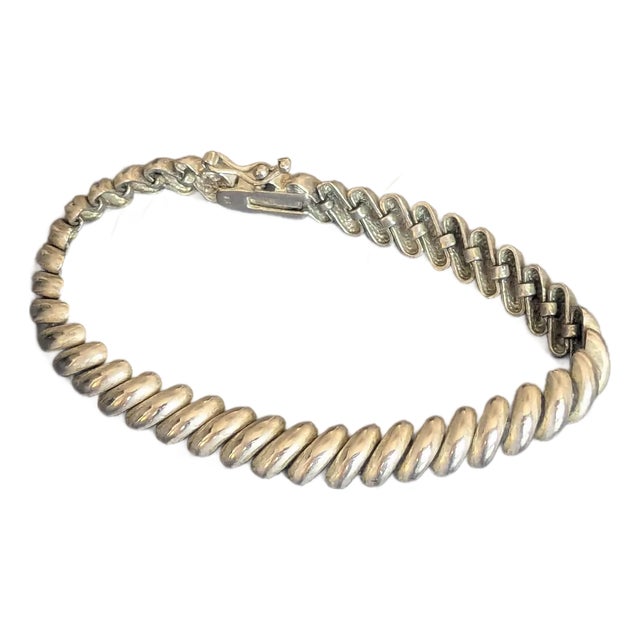 1980s San Marco Style Sterling Silver Bracelet Signed Zb For Sale