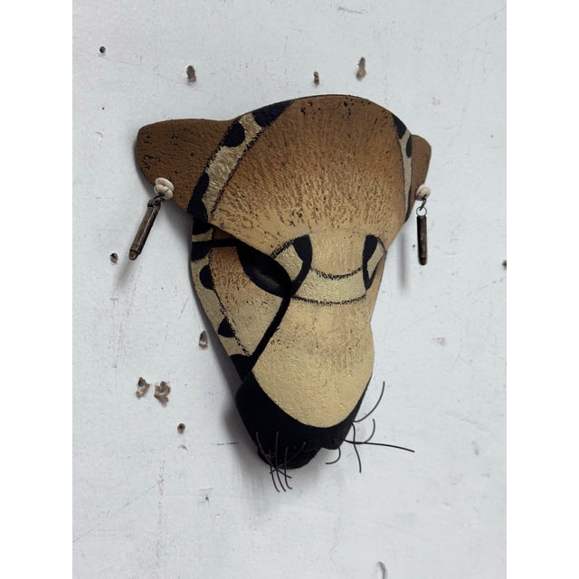 Hilarey Handcrafted Clay Animal Wall Mask, Signed For Sale - Image 4 of 12