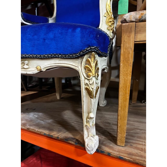 1980s 1980s Bright Blue Cushioned Accent Chair For Sale - Image 5 of 6