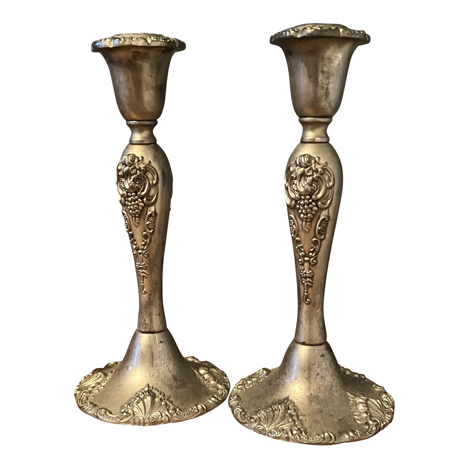 Set of Two 1970s Godinger Silver Plated Candle Holder Chairish