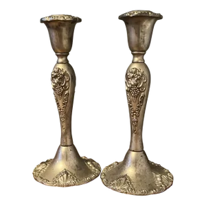 Set of Two 1970s Godinger Silver Plated Candle Holder