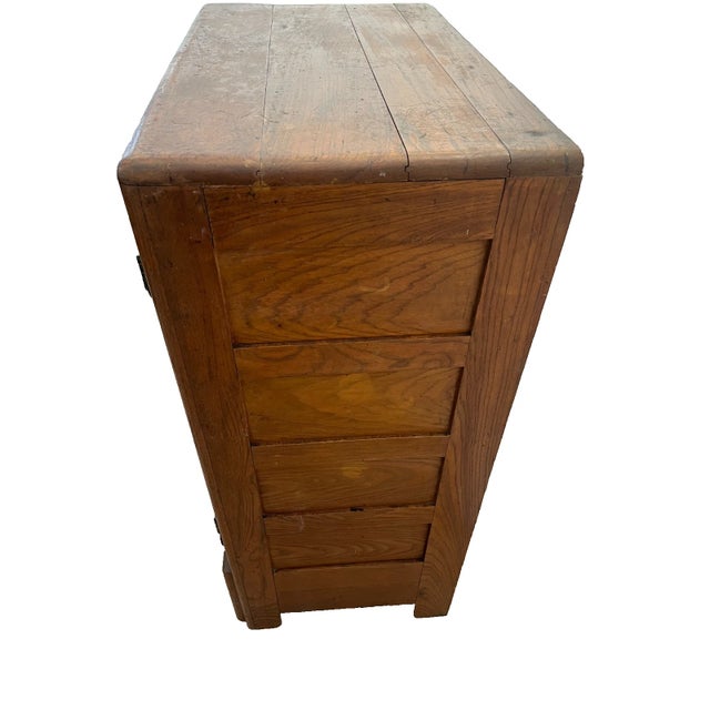 Brown Antique Ice Box Three Storage Cabinets, Oak, Brass Latches, Three Racks, 1920's For Sale - Image 8 of 13