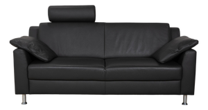 Dark Grey Leather 2-Seater Sofa from Mondo