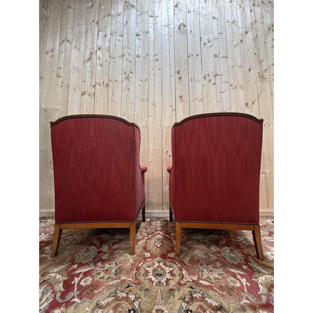 Antique Wingback Chairs in Mahogany, 1900 For Sale - Image 4 of 5