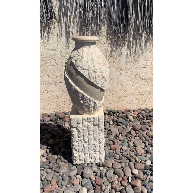 1980s Large Light Brown Mactan Tessellated Stone Floor Vase Chairish