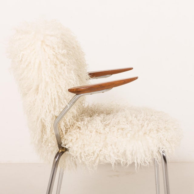 Mid-Century Long Hair Sheepskin Chair, Denmark, 1950s For Sale - Image 12 of 14