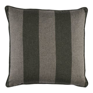 Schumacher Hemlock Stripe 22" Pillow In Sage For Sale