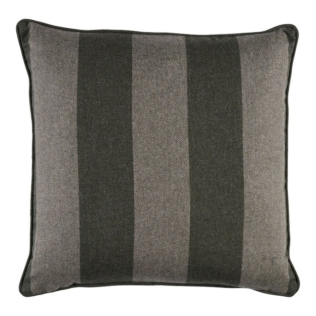 Schumacher Hemlock Stripe 22" Pillow In Sage For Sale