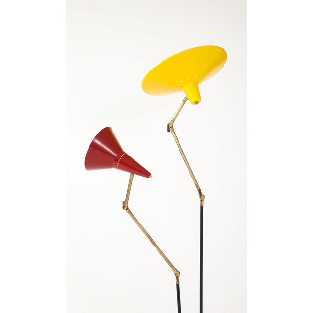 1960's Mid-Century Modern Two Arm Italian Floor Lamp in the Style of Stilnovo For Sale - Image 9 of 16