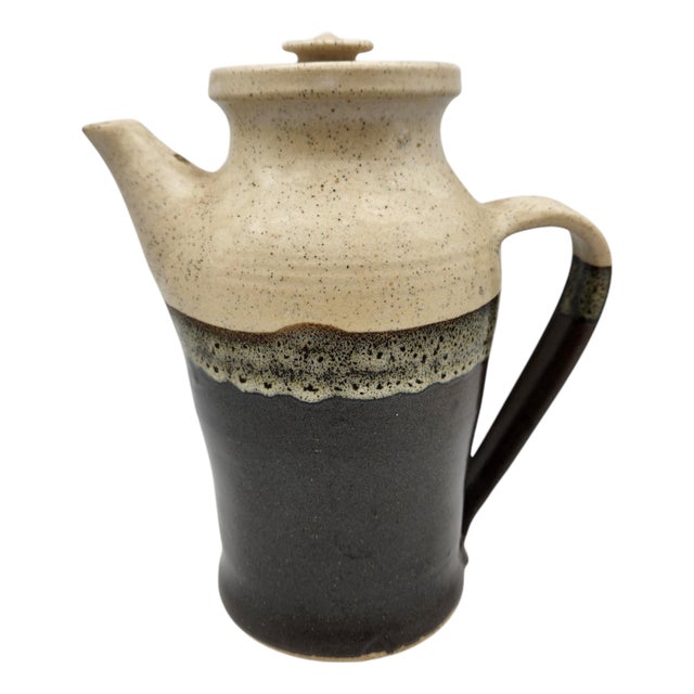 Vintage Studio Pottery Tall Pitcher with Lid For Sale