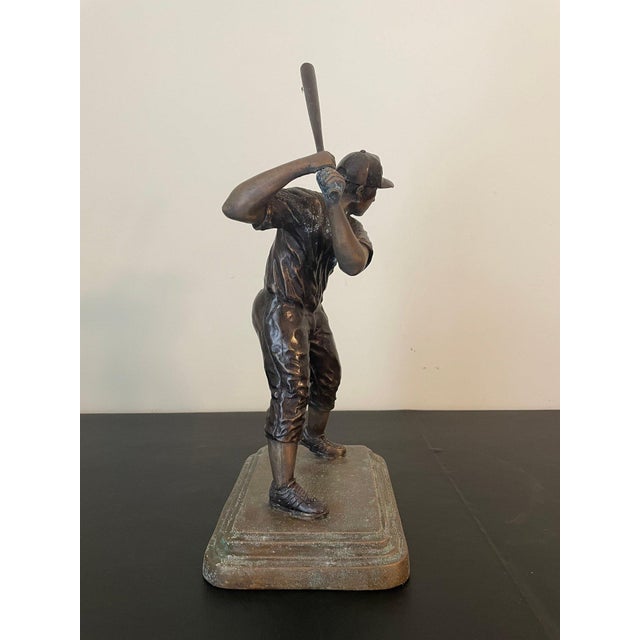 Transitional Vintage Maitland-Smith Bronze Patina & Brass Baseball Player For Sale - Image 3 of 9