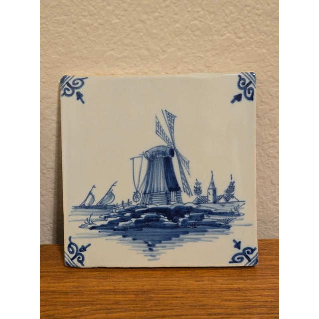 Delft Vintage Hand-Painted, Makkum Tichelaar Delft, Holland Tiles For Sale - Image 4 of 12
