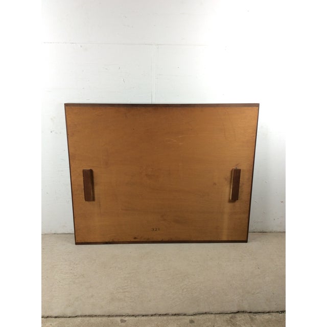 Mid Century Modern Long Rectangular Wall Mirror With Basket Weave Detail on Top Frame For Sale - Image 9 of 9