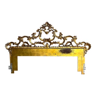 Ornate King Size Italian Gilt Headboard With Scrolls and Acanthus Detailing For Sale