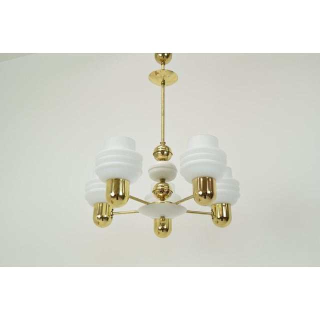 Gold Mid-Century Chandelier from Kamenicky Senov, 1970s For Sale - Image 8 of 16