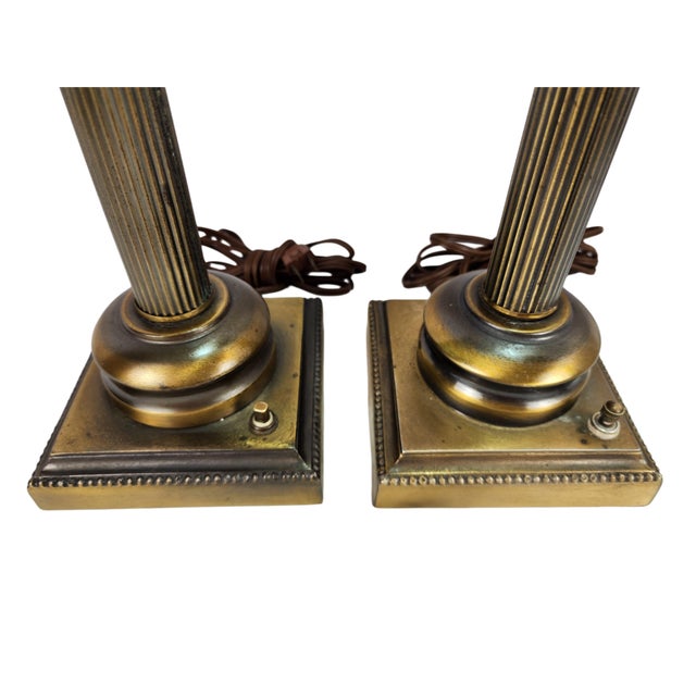 Robert Abbey Attributed Brass Candlestick Regency Lamps - A Pair For Sale In Baton Rouge - Image 6 of 9
