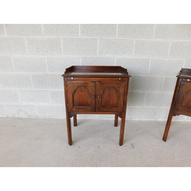 Drexel Furniture Vintage Cherry Georgian Style Nightstands - A Pair For Sale - Image 13 of 16