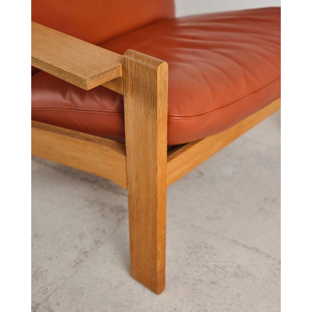 Brutalist Lounge Chair in Oak and Leather by Tage Poulsen, Denmark, 1970s For Sale - Image 10 of 16