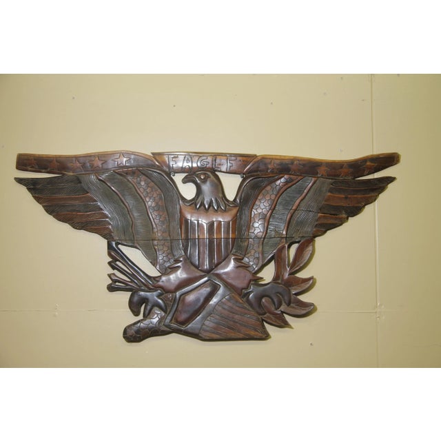 1960s Hand Carved Wooden Eagle Wall Sculpture For Sale In New York - Image 6 of 6