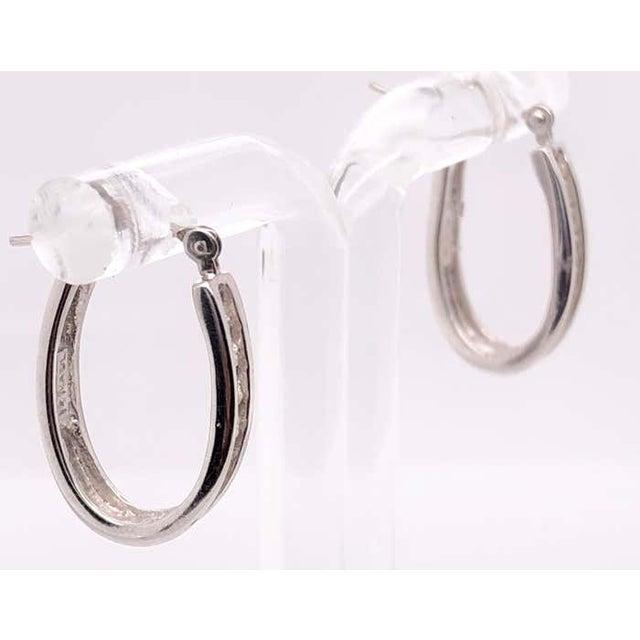 14 Karat White Gold Diamond Half Hoop Earrings For Sale - Image 9 of 9